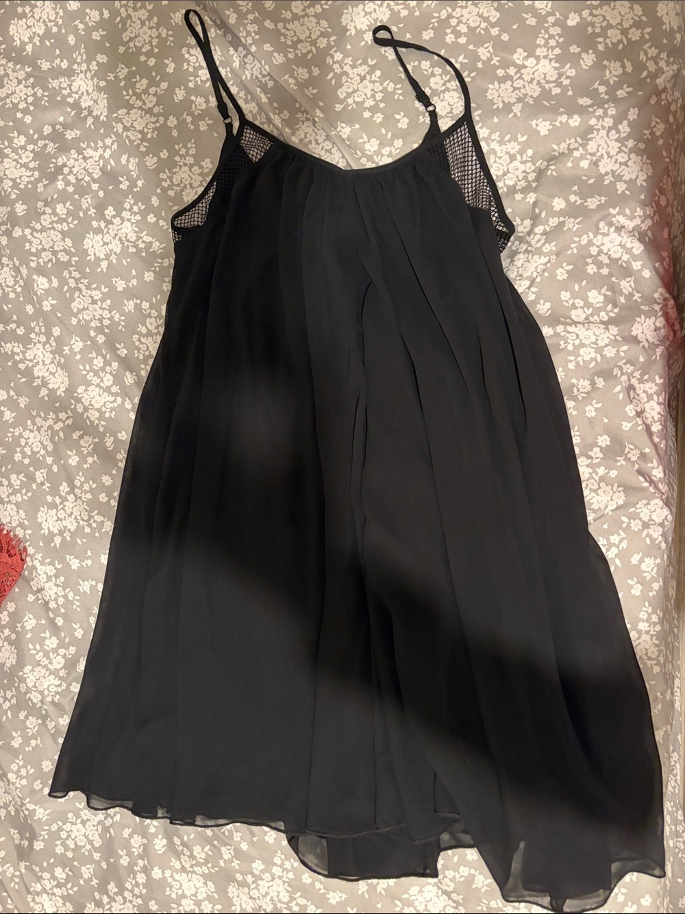 Express Black Pleated Slip Dress with Mesh Straps